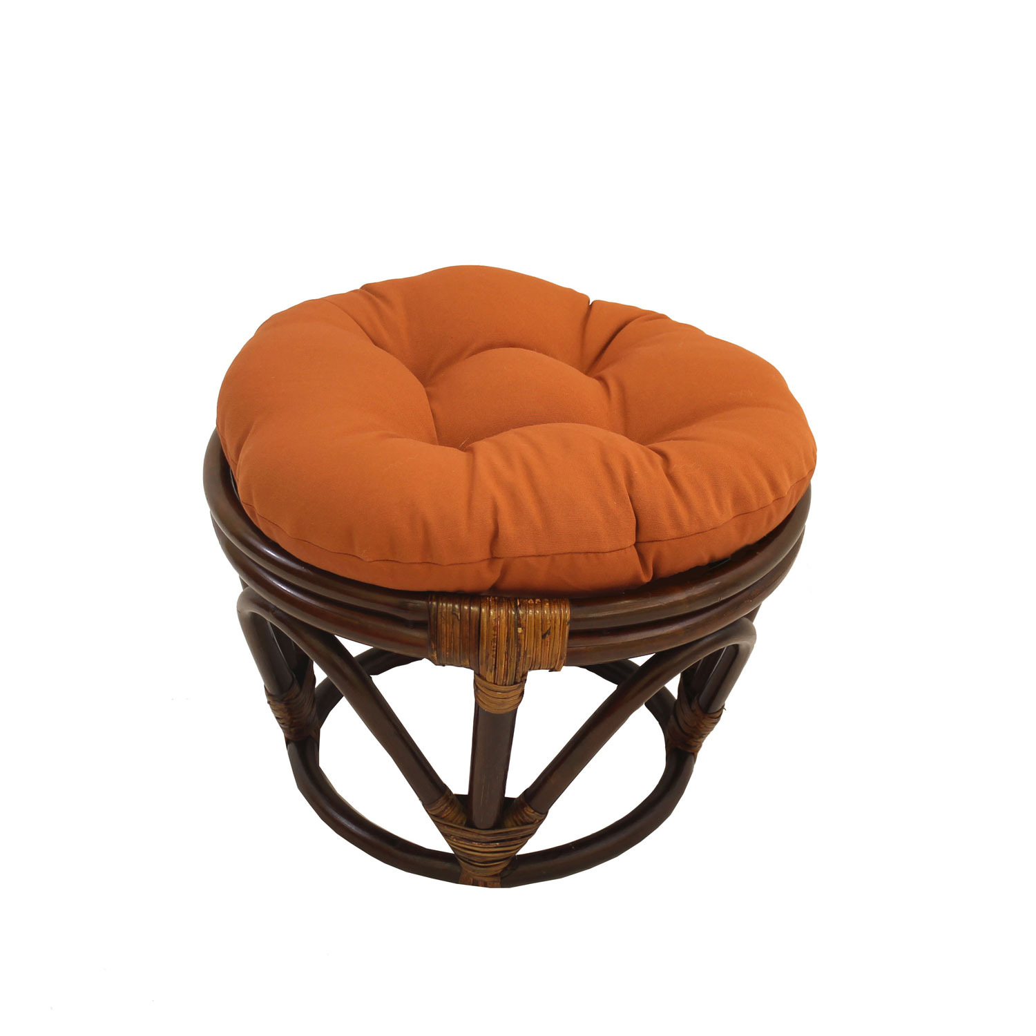 Rattan Footstool With Twill Cushion, Spice