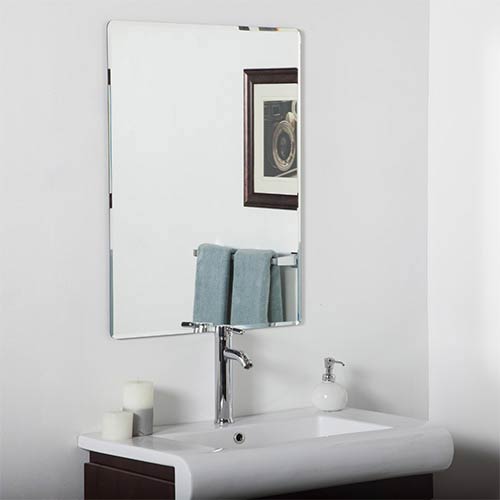 Vera Rectangular Beveled Frameless Bathroom Mirror