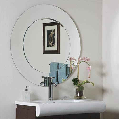Oriana Modern Round Beveled Bathroom Mirror