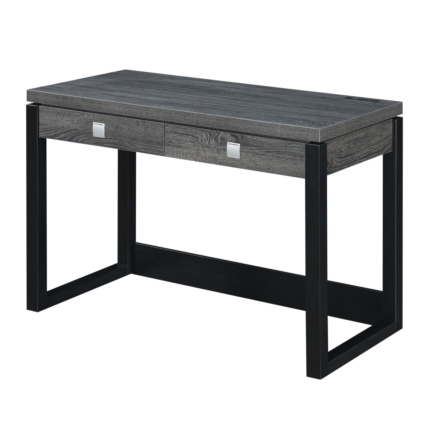 Newport Weathered Gray And Black Two-Drawer Desk With Charging Station