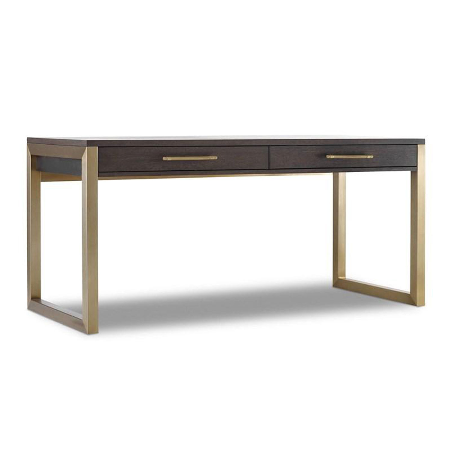 Hooker Furniture Curata Dark Wood and Gold Short Left, Right, Freestanding Desk