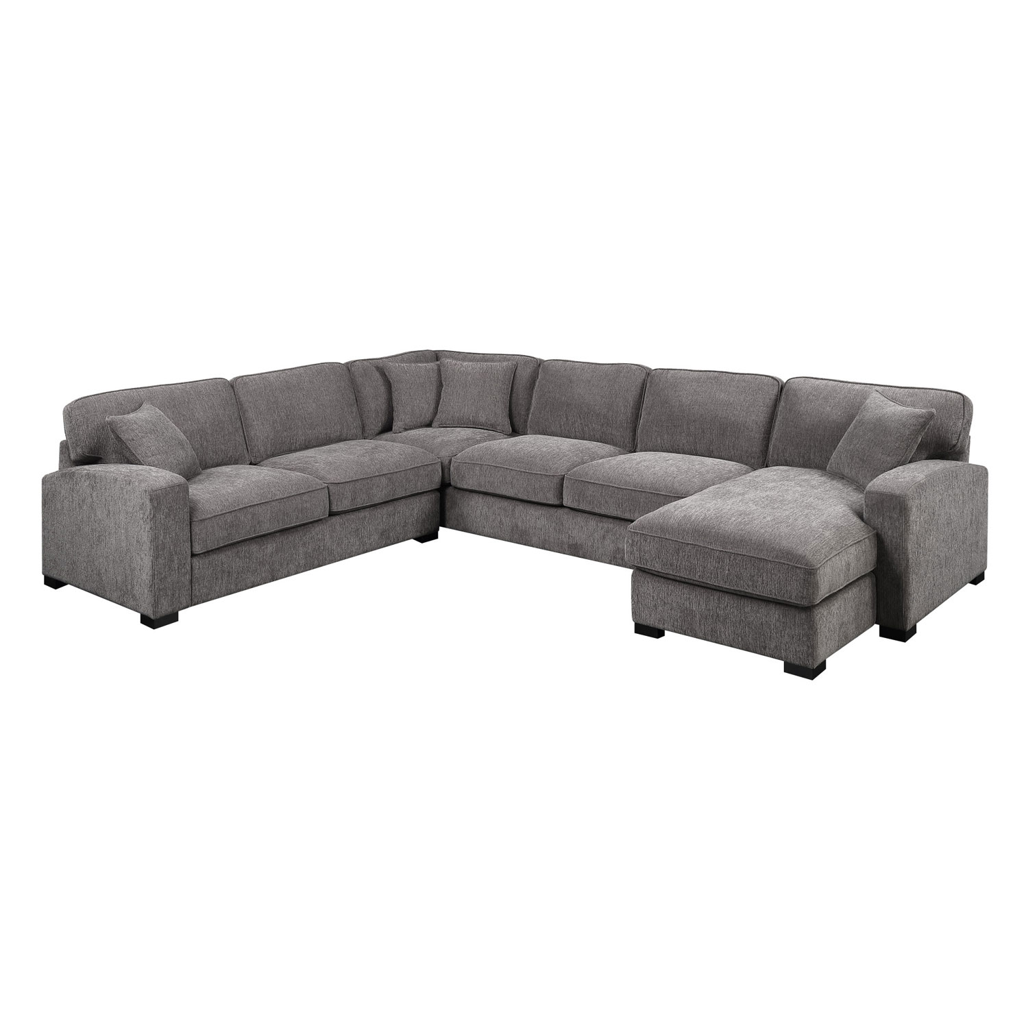 Selby Charcoal Loveseat Corner Sofa Chaise With Four Pillows