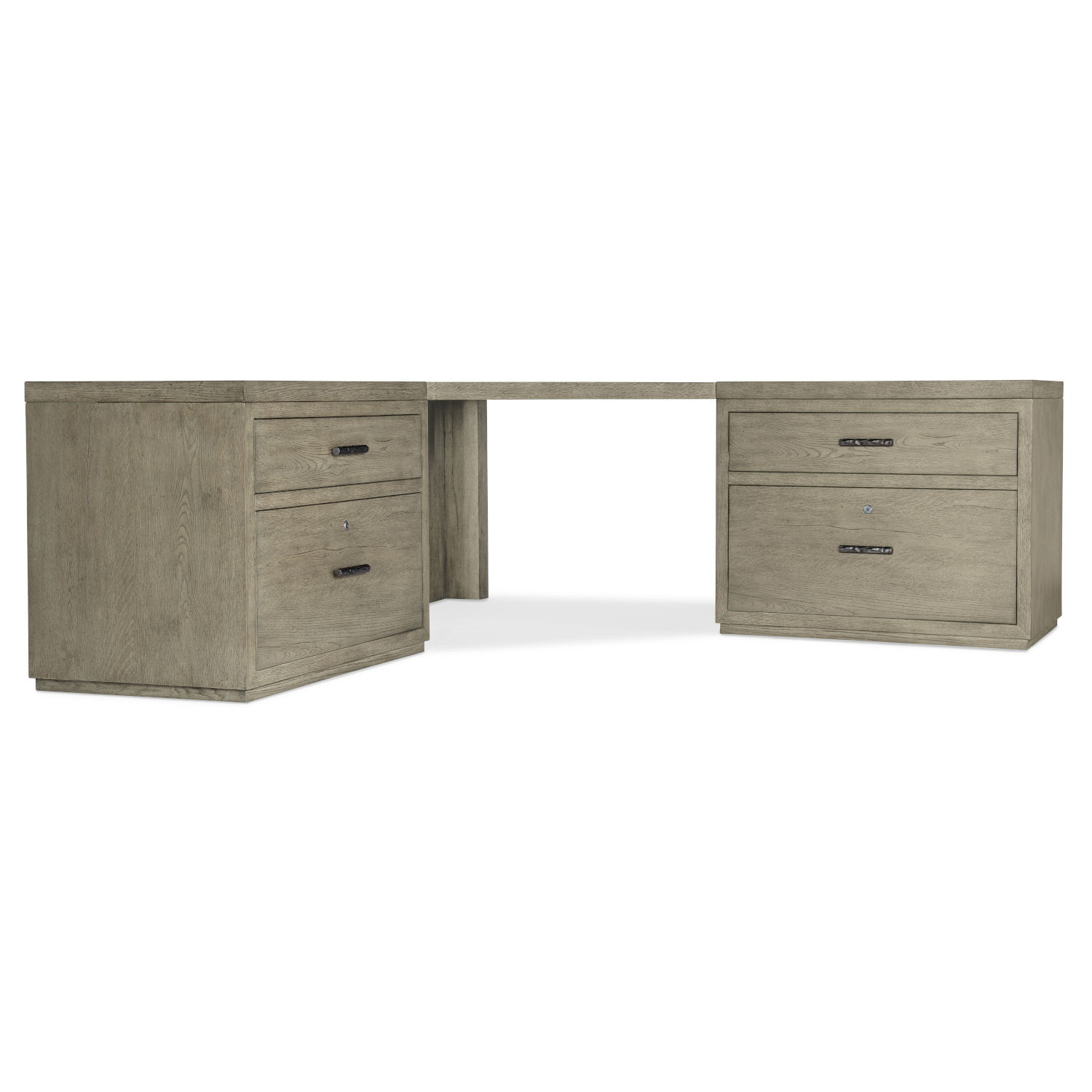 Hooker Furniture Linville Falls Smoked Gray Corner Desk with Two Lateral Files