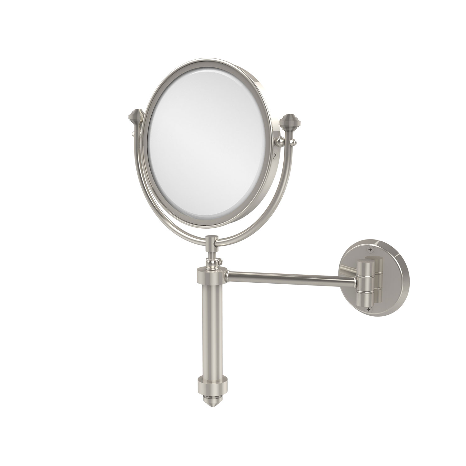 Southbeach Collection Wall Mounted Make-Up Mirror 8 Inch Diameter With 2X Magnification, Polished Nickel