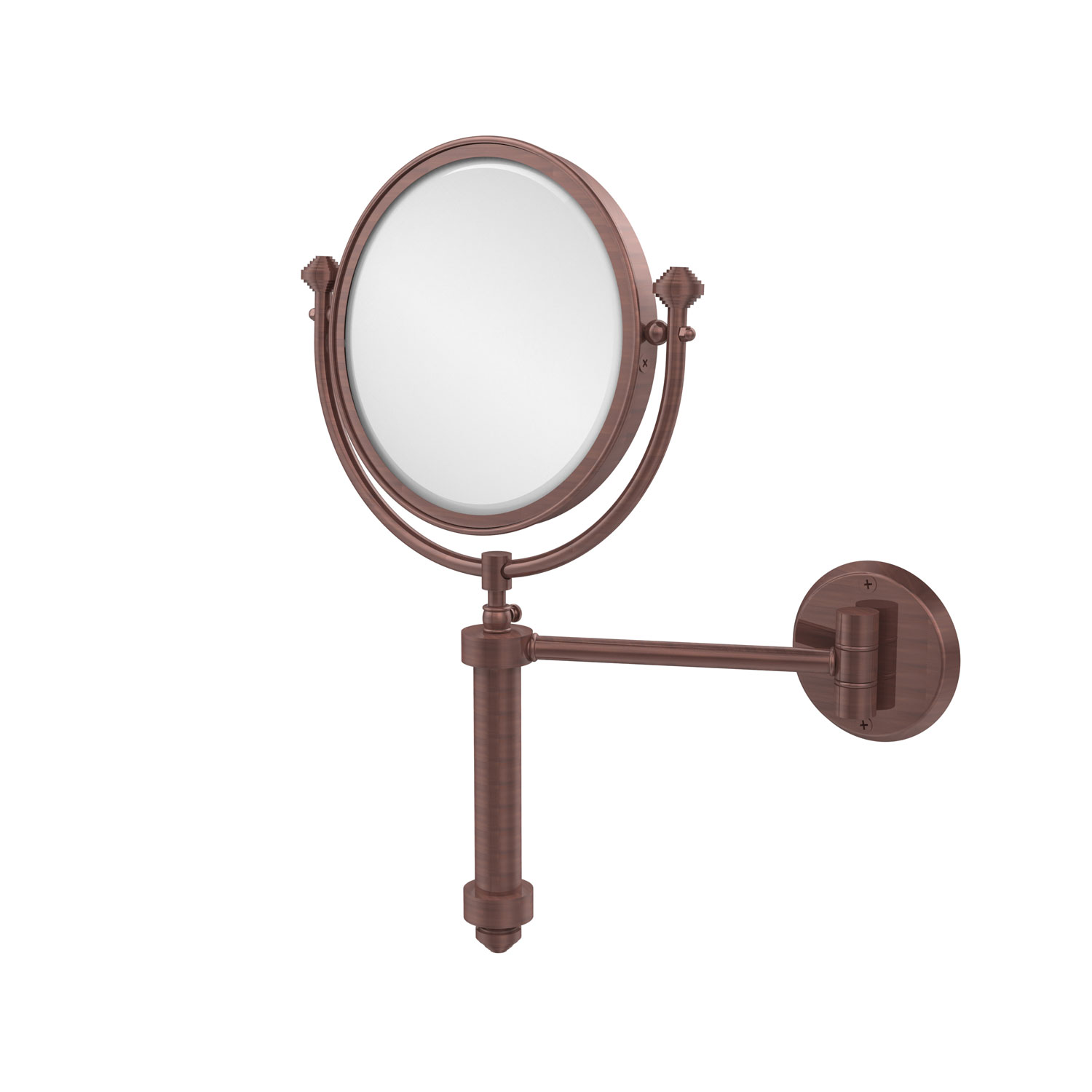 Southbeach Collection Wall Mounted Make-Up Mirror 8 Inch Diameter With 4X Magnification, Antique Copper