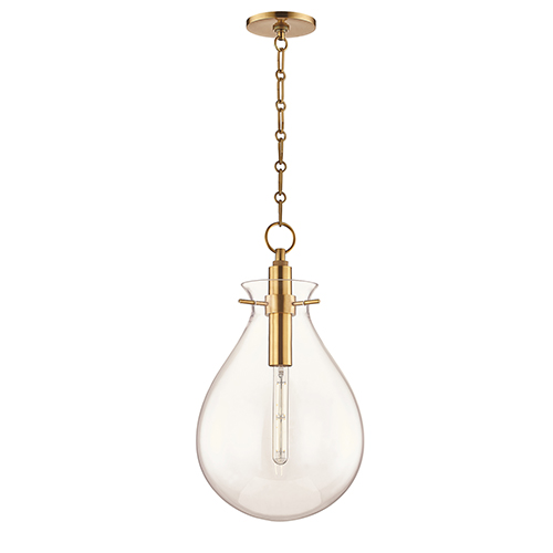 Delta Aged Brass Clear Glass Led Pendant